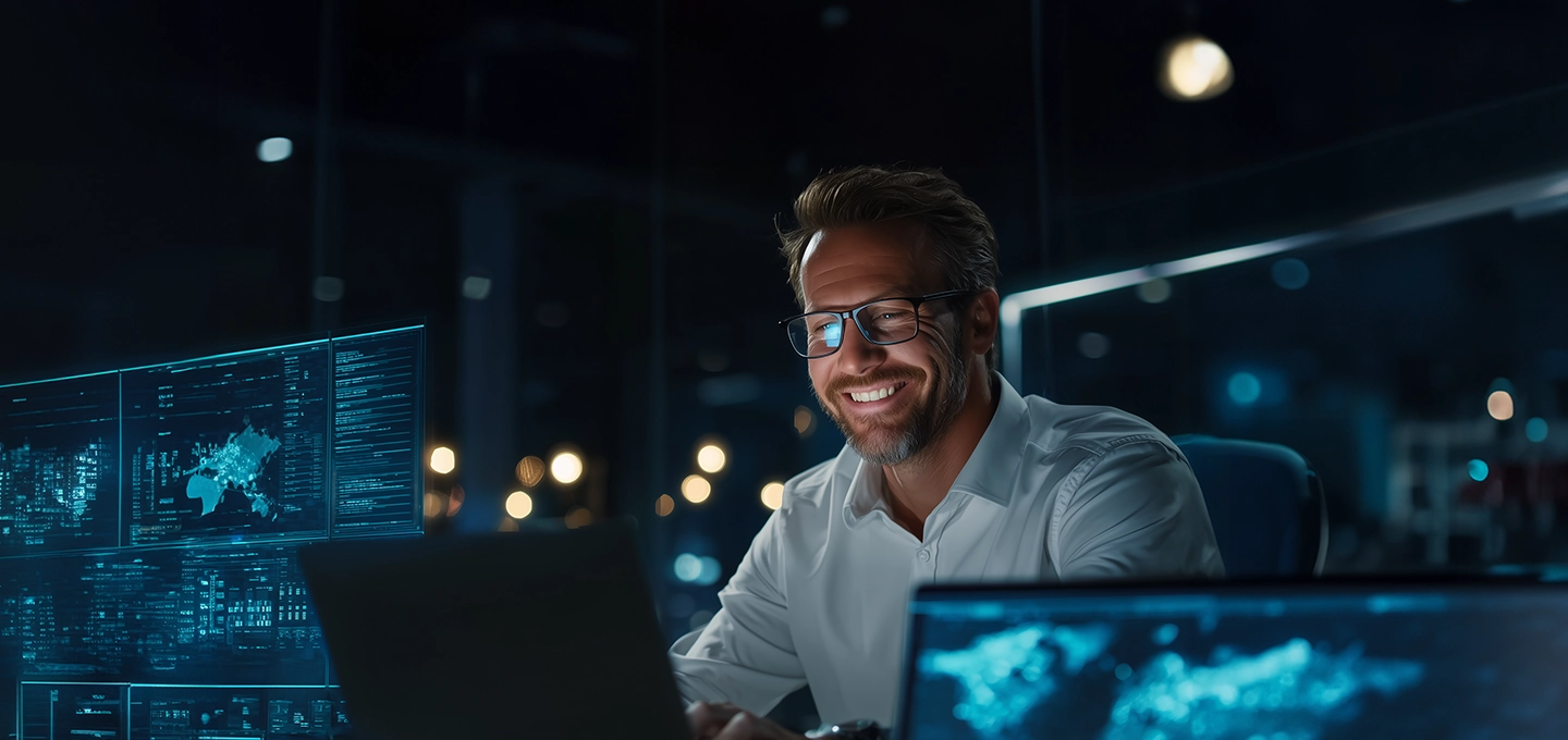 Groupe de dirigeants d’entreprise se tenant ensemble dans un environnement de bureau moderne, souriant et posant pour une photo. Ils sont vêtus de tenues formelles, avec un arrière-plan lumineux composé de grandes fenêtres laissant entrer la lumière naturelle.