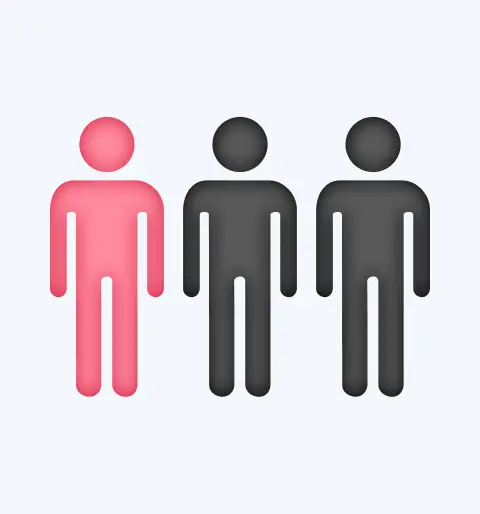 A group of graphic people with one pink and one black