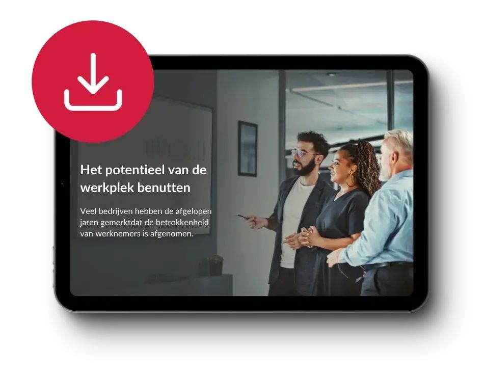 Tablet presenting a group of people standing in a room