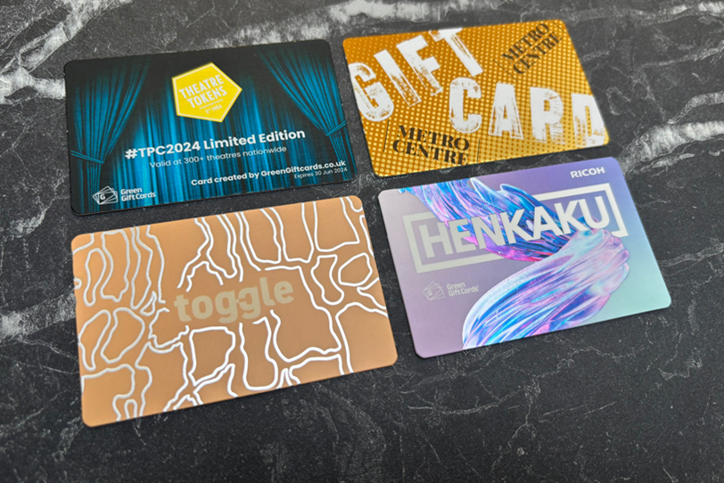 A group of gift cards